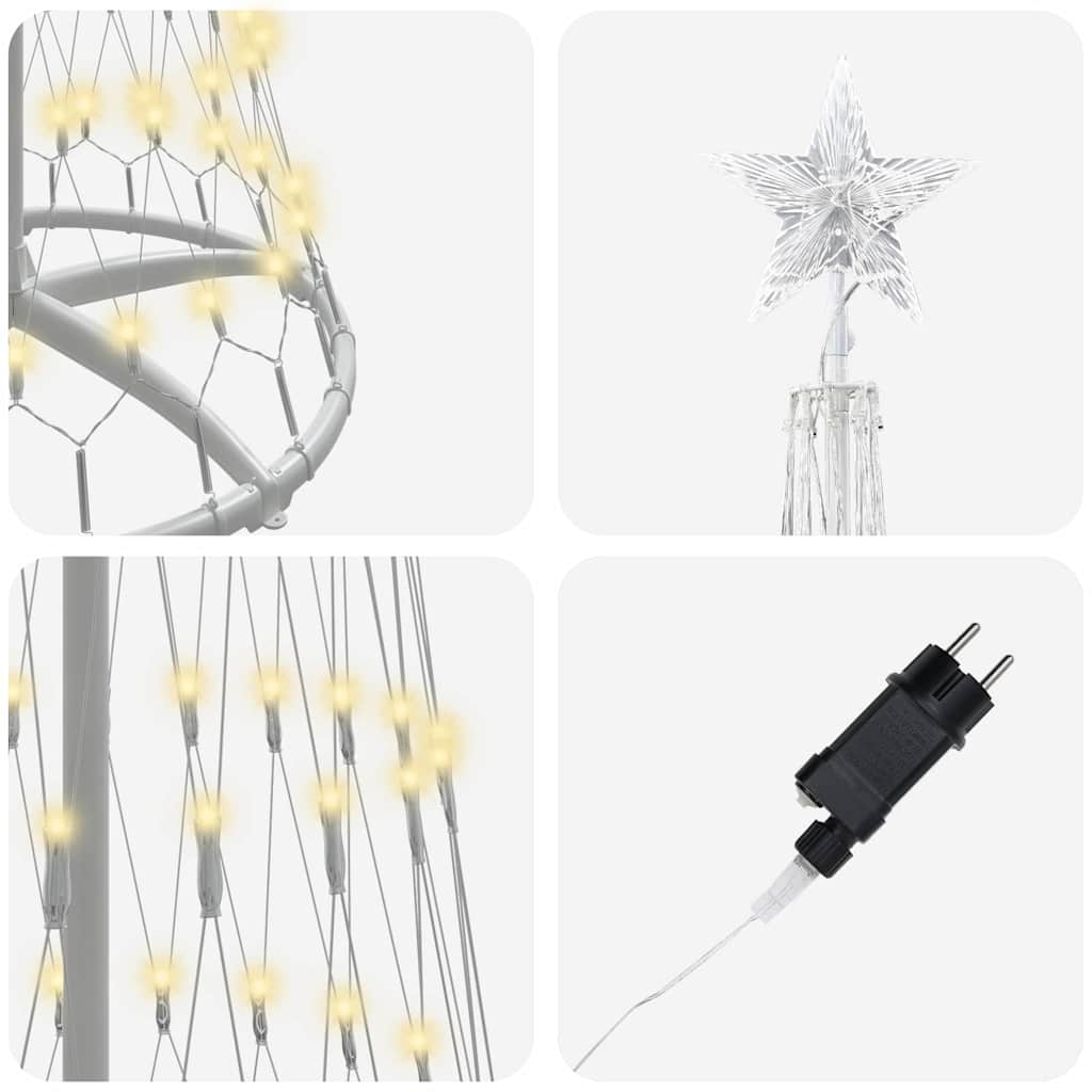 LED Christmas Tree with Stand Warm White 70 x 70 x 250 cm Metal